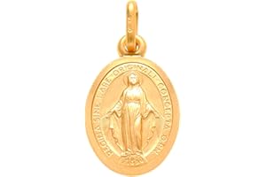 Alexander Castle Child's Small Solid 9ct Gold Miraculous Medal Catholic Pendant - 12mm x 9mm Miraculous Medal PENDANT ONLY with Jewellery Gift Box
