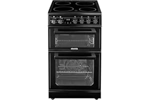 electriQ 50cm Double Cavity Electric Cooker with Ceramic Hob - Black
