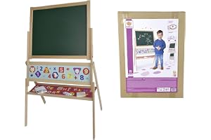 Eichhorn – magnetstativtavla, barntavla med 48 magnetiska bokstäver, 10 kritor och svamp, kan skrivas på båda sidor, med hylla, vridbar, 60 stycken, 66 x 110 cm, tillverkad av bokträ, från 3 år