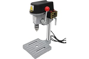 MINRS Trapano da tavolo, 340 W, a colonna con 3 velocità, regolabile, 1800-8000r/min, 2200-10000r/min, 2600-12000r/min per legno, metallo, plastica