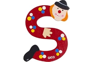 Träbokstäver namn barnrum stor dekoration för dörren, roliga clowns, A-Z, höjd ca 9 cm, träbokstav 7361 (S)