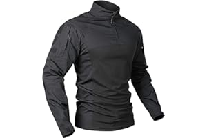 CARWORNIC Men's Tactical Military Assault Combat Shirt Long Sleeve Slim Fit Camo T Shirt with Zipper
