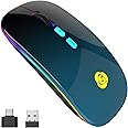 CC Store Wireless Mouse with Type-C Receiver Rechargeable 2.4G USB Bluetooth Mouse Portable Mobile Optical Office Backlight Mouse, 3 Ddjustable DPI for iPad,Notebook,PC,Laptop,Computer and Windows
