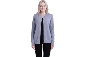 SMILING PINKER Cardigan da Donna Basic Girocollo Cappotto Lavorato a Maglia con Bottone
