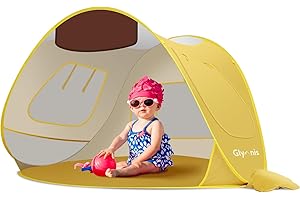 Glymnis Tente Anti UV Bébé, Tente de Plage Pop Up - Anti-UV, Haute Protection Solaire UV 50+, Ventilation - Jaune