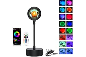 STHomedeco lampe coucher de soleil - Sunset Lamp Lampe Coucher de Soleil Veilleuse Led Chambre Neon Projecteur Lumiere Led Gaming Lampe de Chevet/Bureau Rgb Ambiance Decoration (APP)