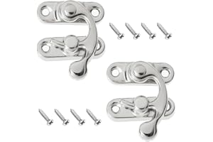 QZKJQDD Rechts Latch Hook, Antiker Vintage Schnell Verschluss, Rechte Riegelhaken Haspe Riegel, Antike Dekorative Haspe, für kleine Holzkiste, Schmuckschatulle, Weinkiste mit Schrauben (2 Stück)