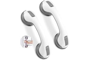 HAOUTDORY 2 Pezzi Maniglie da Bagno con Ventosa,30CM,Maniglia Sicurezza Doccia,Senza Fori,Barra di Supporto per Anziani,Bambini,Antiscivolo,Riutilizzabile, Vasca,WC,Porta in Vetro,Grigio