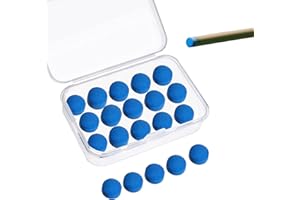 Udewo 20 Pieces Cue Tips, 10mm Pool Tips Snooker Tips Blue Diamond Snooker Cue Tips Leather Pool Cue Tips Billiard Tips Snooker Cue Replacement Tips Pool Stick Tips for Pool Cues and Snooker