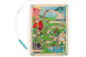 Janod - Labirinto Magnetico con Biglie in Legno - Sviluppo della Motricità Fine e della Concentrazione - Formato: 18 X 25 Cm - Certificato FSC - A Partire dai 2 Anni in Su, J05310