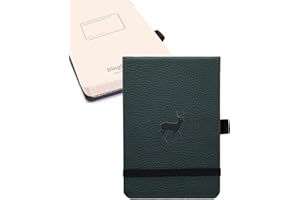 DINGBATS* NOTEBOOKS Dingbats - Wildlife gelinieerd zaknotitieboek, Groen hert, A6 - Hardcover notitieboek - PU leer - Geperforeerd, crème 100gsm inktbestendig papier