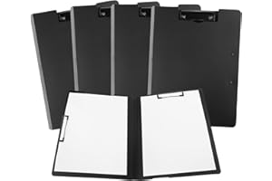 CYZBL Teczka zaciskowa A4 z pokrywką, lekka podkładka A4 z tworzywa sztucznego do biznesu, z tworzywa sztucznego z dwoma klamrami, czarna deska zaciskowa A4 z 2 klipsami, do sklepu, biura, szkoły