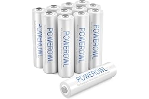 POWEROWL Piles AAA Rechargeables,1000mAh 1,2V Ni-Mh Accu AAA 1200 Cycles, Faible Auto-décharge Pile avec Emballage écologique Lot de 12