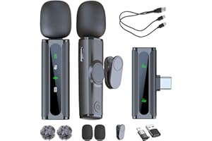 LEYALIAN Mini Lavalier Microphone Magnetic Wireless Lavalier with Noise Cancellation Wireless Microphone for iPhone,Android, iPad, for Video Recording, Streaming, Interview, Vlog,Tiktok