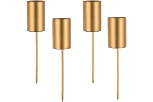 ‎ROMADEDI Romadedi Kerzenhalter Adventskranz Gold für Stabkerzen - 4er Set Advent Kerzenständer Stabkerze Kranz zum Stecken Stabkerzenhalter Metall für Weihnachten Deko Tischdeko Kerzen