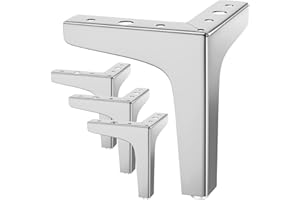 JOLIGAEA 4 Pcs Gambe per mobili da 10 cm, Gambe per Divani, Carica fino an 800 KG, Moderni piedini triangolari in metallo per mobili fai da te di ricambio per armadietti, divani, poltrone, d'argento