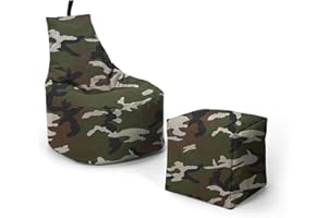 Nadimaideal Sitzsack XL - XXL für Kinder, Teenager & Erwachsene | Indoor & Outdoor | bereits gefüllt | Sitzsack Gaming | Füllung EPS Perlen (Camouflage, XXL - Durchmesser 80 cm für Erwachsene)