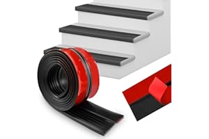 YushengTai Nez de Marche Escalier, 2M Nez de Marche Anti-Glissement, Etanche, Nez de Marche Caoutchouc pour Les Escaliers Extérieurs et Intérieurs (Noir, 2M)