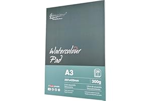 WinGluge Lot de 20 Feuilles Papier Aquarelle Blanc Grain Moyen Fin 297X 420 mm 300g/m2, Carnet de Croquis Cahier de Aquarelle A3, Feuille Aquarelle, pour Artistes Adultes Adolescents Enfants