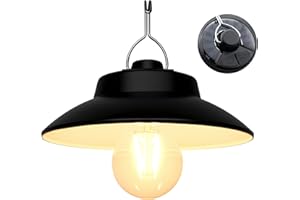 PESLNG Solare Lanterna da Campeggio Retrò LED Ricaricabile – 200 Lumen, 2600mAh, Pannello Solare Integrato & USB-C, IPX4, 2 Modalità, Luce Bianca Calda, per Campeggio, Giardino, Emergenze