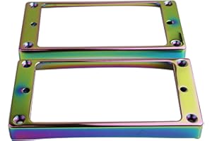 Guyker Curved Bottom Metal Humbucker Pickup Mounting Ring Set - Bridge and Neck Pickups Cover Frame Replacement Compatible with Les Paul LP Style Electric Guitar(2PCS, Chameleon Rainbow)