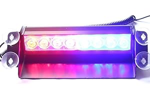 Viktion 12V 16W 8 LEDs Feux de Pénétration Lumière Stroboscopique Eclairage Clignotant 3 Modes pour Voiture Camion véhicule SUV (Bleu & Rouge)