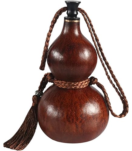 Fockety Bouteille De Sport Vintage, Bouteille D'eau Rétro Unique Inspirée De La Chine Ancienne, Grande Gourde Portable De 800 ML Avec Pendentif Gourde, Sangle, Pour Voyage, Boisson (Rouge