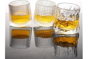 NatureMan Set di 3 bicchieri da whisky in cristallo, da 141,7 g, rotabili, per bere bourbon, scotch, cocktail, cognac, tequila, bicchieri da bar, trasparenti