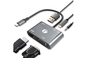 VCOM USB C to HDMI VAG Adapter, 5-in-1 USB C Hub with 4K HDMI, 100W PD, USB 3.0 Port, VGA, OTG Adapter, Docking Station for MacBook Air, iPad Pro, Laptops, Dell XPS, Samsung Galaxy