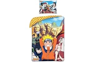 arlis Naruto - Parure copripiumino 1 copripiumino 140 x 200 + 1 federa 63 x 63 cm (Parure da letto Naruto Shippuden - M) (Naruto Duvet Cover Set - B, 140 x 200 cm | 63 x 63 cm)