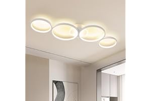 GBLY lampa sufitowa LED, nowoczesna, 4-punktowa, o wyglądzie pierścienia, 3000 K, ciepła biel, okrągła, 37 W, do salonu, z aluminium, do sypialni, salonu, korytarza, biura, gabinetu, 89 cm