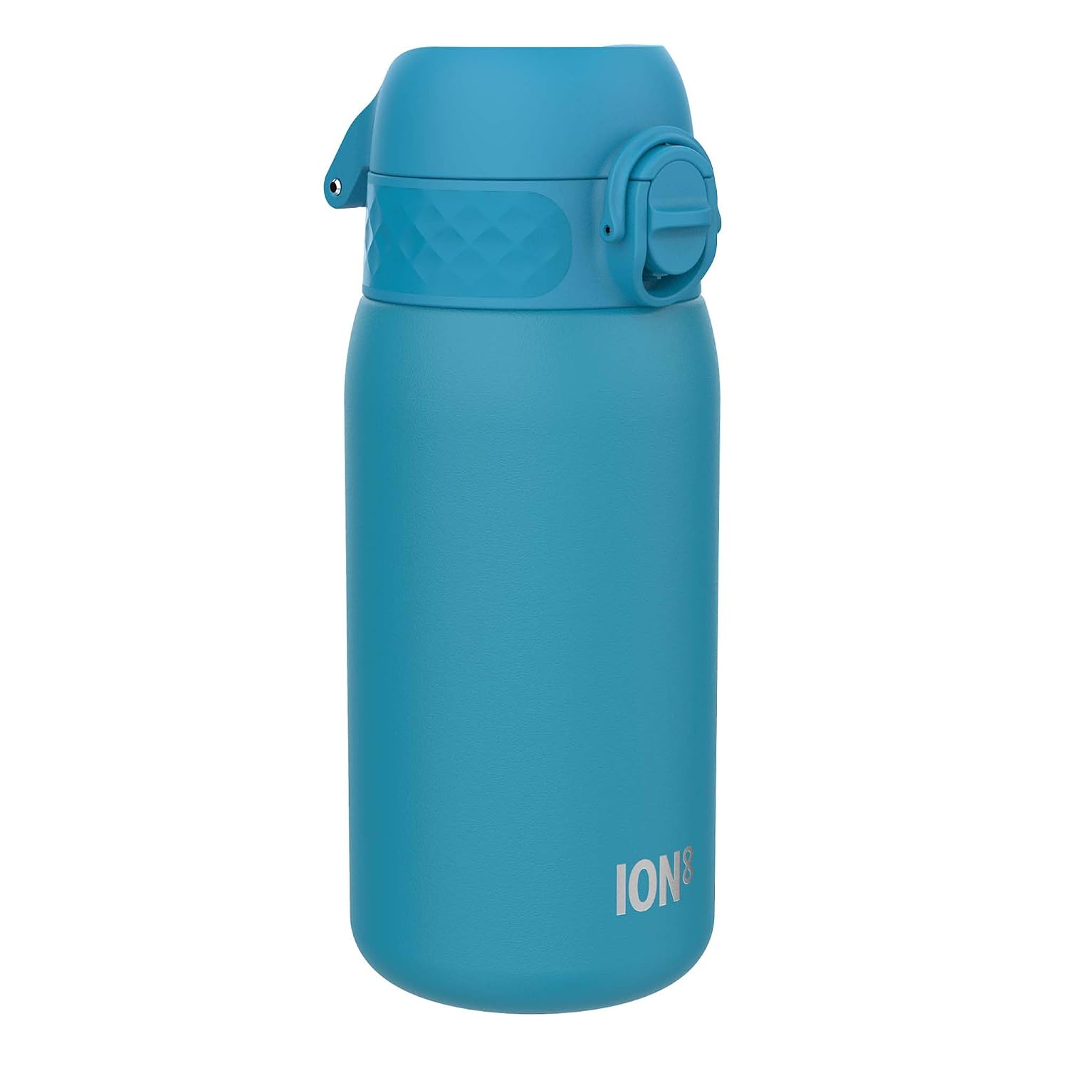 ION8 Lichtgewicht Stalen Kinderwaterfles, 400 ml/13 oz, Zonder Isolatie, Lekvrij, Makkelijk te Openen, Veilige Vergrendeling, Vaatwasserbestendig, Flipdop, Draaggreep, Duurzaam, Blauw