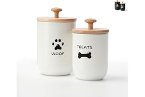 OTTENON Dog Treat Container, Dog Treat Container Airtight Set of 2, Dog Treat Jars with Lids Airtight, Dog Treat Jars for Kitchen Counter, Dog Treat Canister, Pet Treat Container (White)