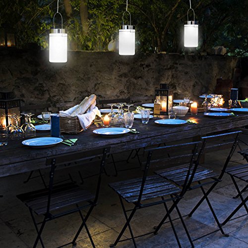 LED Solarlampe – Die Sonnen-Lampe Deko Sun Jar Solar-Laterne im Einmachglas mit Bügel; Warm-Weißes Licht - 6