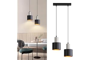 ‎LICHTMALER Lichtmaler Pendelleuchte Esstisch E27 Hängelampe Vintage - Küchenlampe Hängend 2 Flammig Esszimmerlampe Schwarz Gold Hängeleuchte Kücheninsel Höhenverstellbar Industrielampe Ohne Leuchtmittel