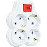 TİMSAL 4l&uuml; Anahtarlı Golyat, D&ouml;rtl&uuml; Topraklı Priz &Ccedil;ocuk Korumalı &Ccedil;oklayıcı Fiş, Beyaz renk, 16A 250 Volt, Max 3600 Watt