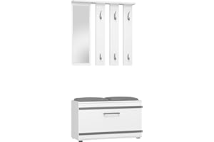 CDF Opal Dressing Room | Color: White | Large Mirror | Clothes Hangers | Roomy Shoe Cabinet | Ideal for Hallway | Practical Shelves | Modern Style