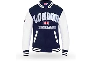 Itzu Men's London England Varsity Jacket Zip Sweatshirt Cotton Union Jack