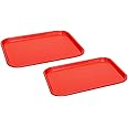 SWIFT INTERNATIONAL Durable Multi-Use Plastic Serving Trays 18" Rectangular Plastic Trays for Kitchen (Pack of 2,Red)