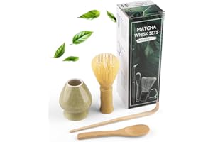 LAFEFE 4pcs Matcha Set Which Resin Manufacturing Matcha Whisk, Matcha Bowl, Chasen, Matcha Spoon,Ideal Starter Matcha Kit for Easy Matcha Making