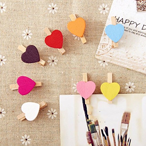 100pcs Mischte Farben Mini Holz Wäscheklammer Fotopapier Peg Handwerk Clips mit 5Meter Jute Twine - 4