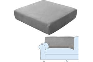 SHUOJIA Sofa-Sitzkissenbezüge, Sofakissen-Bezüge Stretch-Samt,Sitzkissenschutz,Couchkissen-Bezüge Ersatz Für Individuelle Kissen Mit Elastischem Stoff (Grey,Backrest Cover)