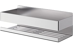 AIKER Mensola Doccia Senza Foratura,Versione Aggiornamento 1PCS Autoadesivo Mensole Bagno Porta Sapone Per Doccia,Acciaio Inossidabile 304 Addensato Mensola Doccia Senza Foratura Accessori Bagno