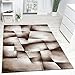 Produktbild Paco Home Designer Teppich Modern Kariert Handgefertigt mit Konturenschnitt Braun Creme, Grösse:80x150 cm