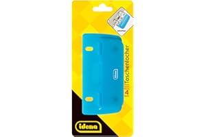 Idena 22100 Pocket Hole Punch, Punches up to 4 Sheets, Transparent Blue, Single Pack
