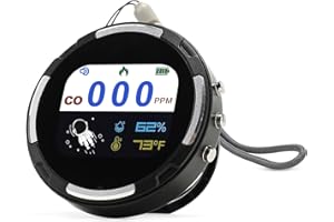 HOLULO Tragbare Kohlenmonoxid Melder, 3-in-1 CO-Warnmelder, CO-Detektor mit Wiederaufladbarem Akku und Halterung, 120 Stunden Lange Standby-Zeit CO Warner für Camping,Reisen,Drinnen,Draußen,Schwarz