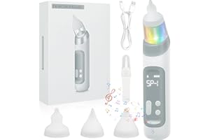 Nasensauger für Neugeborene – Nasensauger für Babys und Kleinkinder mit 5 einstellbare Saugstufen und 3 Silikonspitzen, Musikfunktion und LED-Leuchten