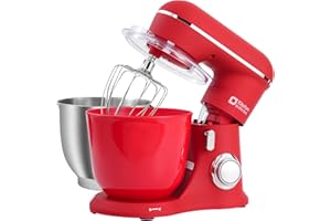 Kitchen in the box Impastatrice Planetaria，2 Ciotole 4,5 L+5 L Planetaria Professionale, 10 Velocità con Uncino Impastatore, Mescolatore, Frusta Sbattitric, 1300W (Rosso)