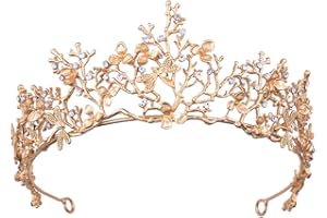 SOUNDZERO PhoenixDN Couronne de Diadème de Mariage en Or Rose, Diadème de Couronne de Dame Élégante Vintage, pour Petite Amie, Bal, Reconstitution Historique, Défilé de Mode de Fête de Mariage