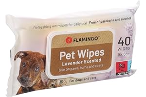 Flamingo Lingettes nettoyantes universelles Neutre Reini - 40pcs Convient aux Chiens et aux Chats - avec Parfum de Lavande - sans parabènes et sans Alcool - Nouveau Produit Populaire!
